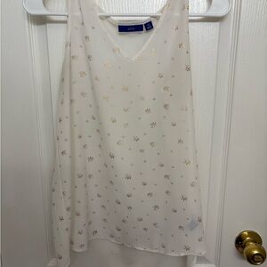 Apt. 9 Cream Sleeveless Top with Gold Accents
